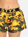 Styx Zeleno-žute ženske kratke hlače za spavanje s uzorkom Styx Camouflage