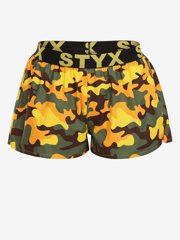 Styx Zeleno-žute ženske kratke hlače za spavanje s uzorkom Styx Camouflage