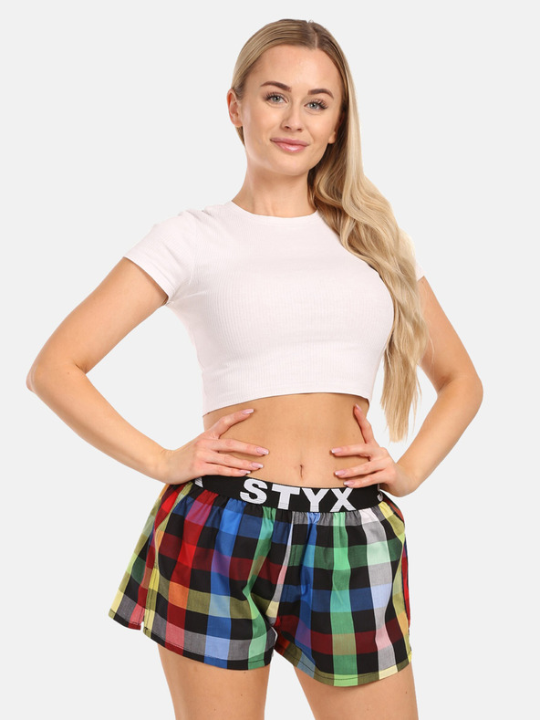 Styx Styx plavo-zelene ženske kratke hlače na kockice