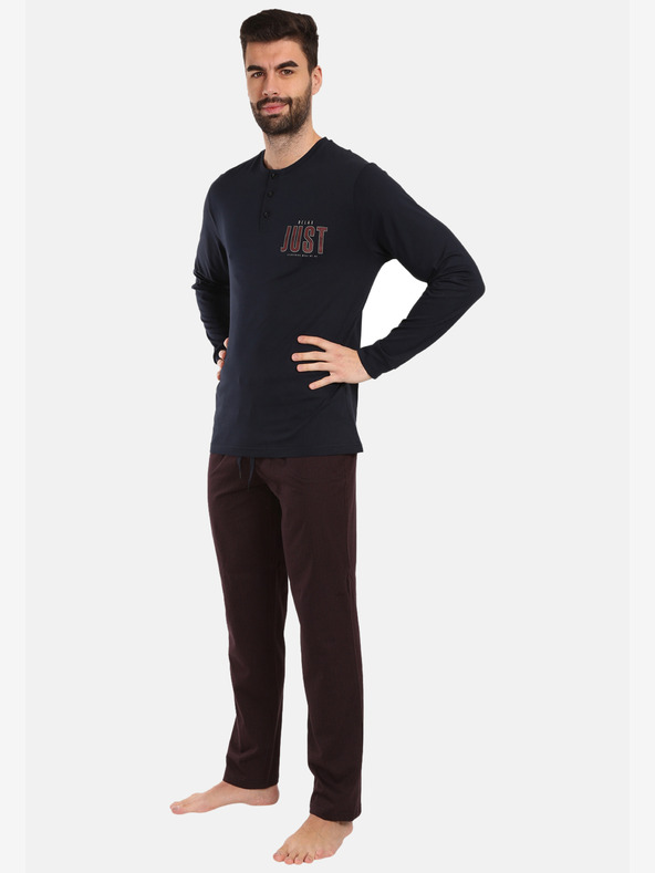 Nedeto Wine-crna muška pamučna pidžama Nedeto