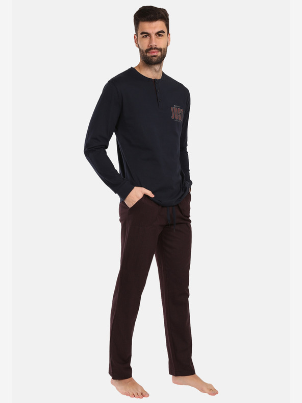 Nedeto Wine-crna muška pamučna pidžama Nedeto