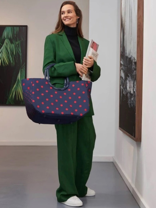 Reisenthel Tamnoplava ženska torba na točkice Reisenthel Loopshopper L Frame Mixed Dots