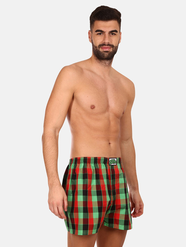 Styx Komplet od tri muške kratke hlače na karo u crvenoj, žutoj i zelenoj boji STYX