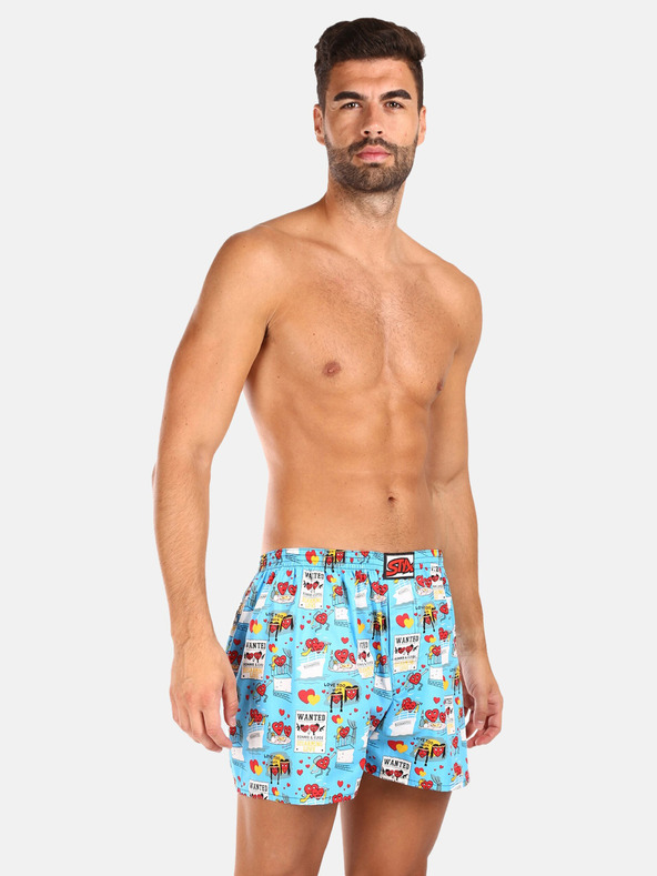 Styx Set od tri muške gaćice s uzorkom u svijetlo plavoj, sivoj i crvenoj boji STYX