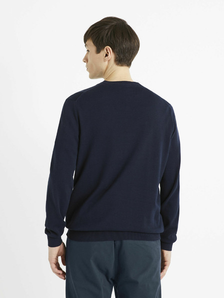Celio Tamnoplavi muški basic džemper Celio Decotonv