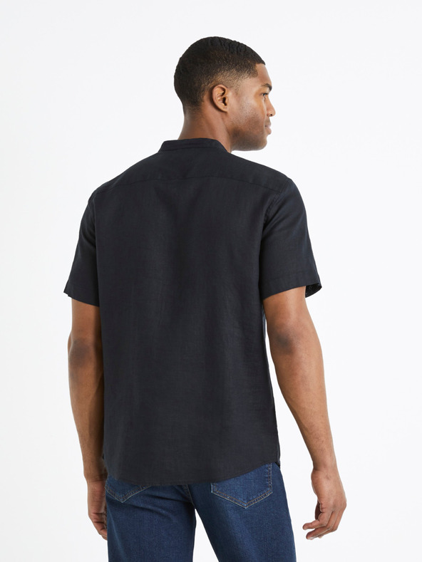 Celio Celio Damopoc Crna muška lanena košulja