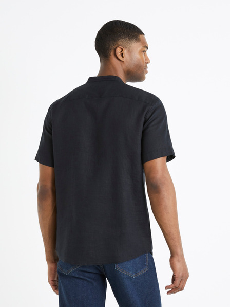 Celio Celio Damopoc Crna muška lanena košulja