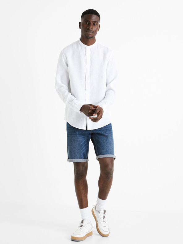 Celio Celio Damaolin bijela muška lanena košulja