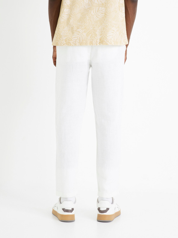 Celio Bijele muške lanene hlače Celio Dolinus