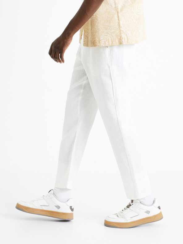 Celio Bijele muške lanene hlače Celio Dolinus