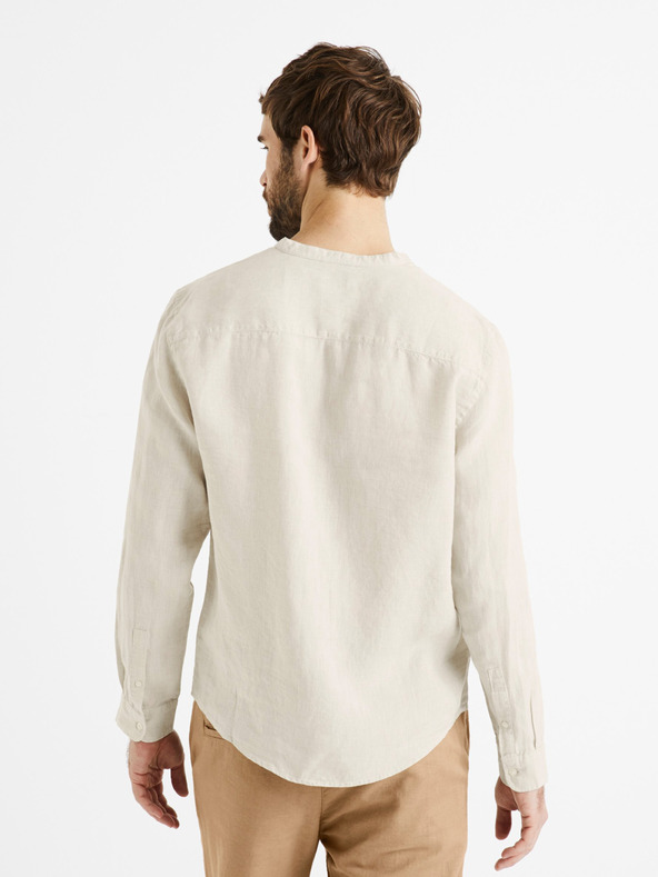 Celio Celio Damaolin bež muška lanena košulja