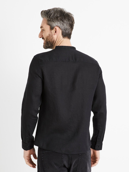 Celio Celio Damaolin Crna muška lanena košulja