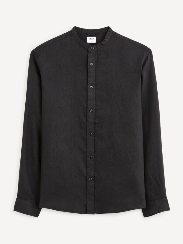 Celio Celio Damaolin Crna muška lanena košulja