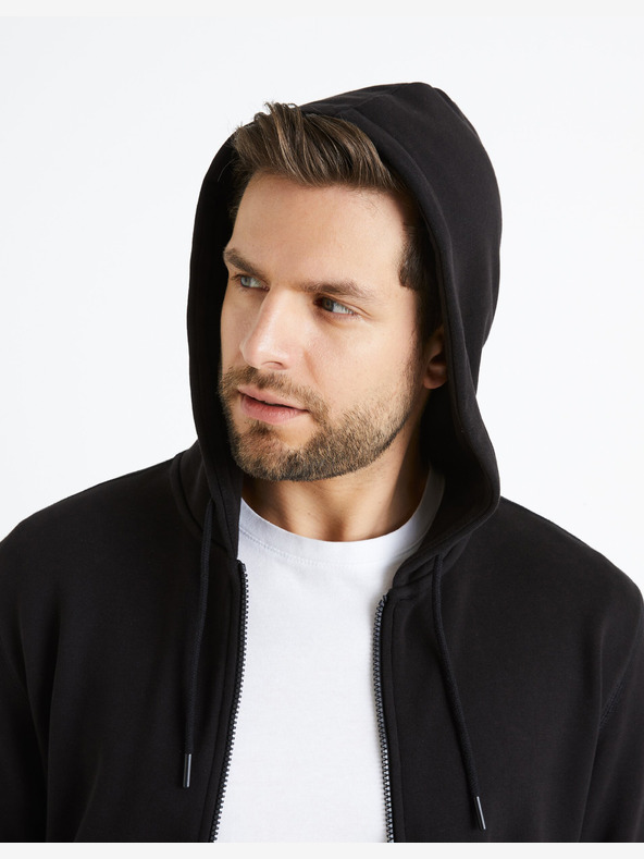 Celio Crna muška base majica s kapuljačom Celio Fethree