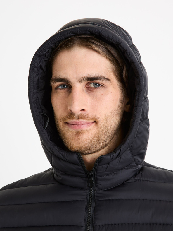 Celio Crna muška prošivena jakna Celio Fububble