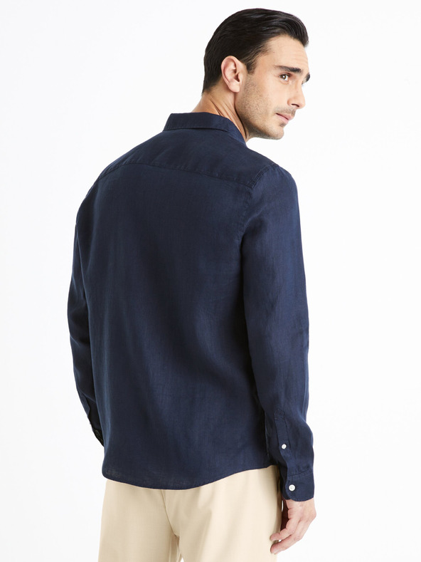 Celio Mornarsko plava muška lanena košulja Celio Daflix