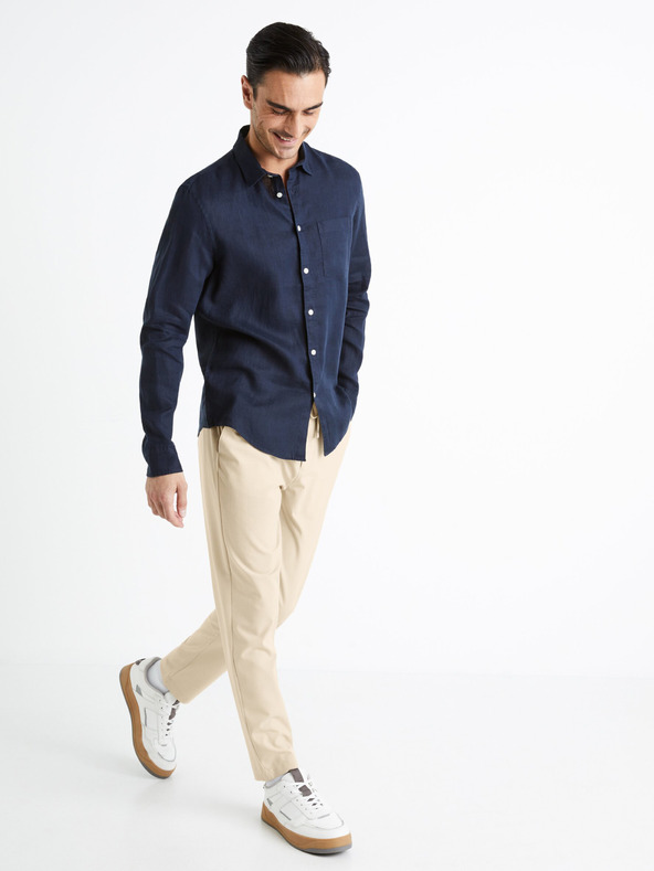 Celio Mornarsko plava muška lanena košulja Celio Daflix