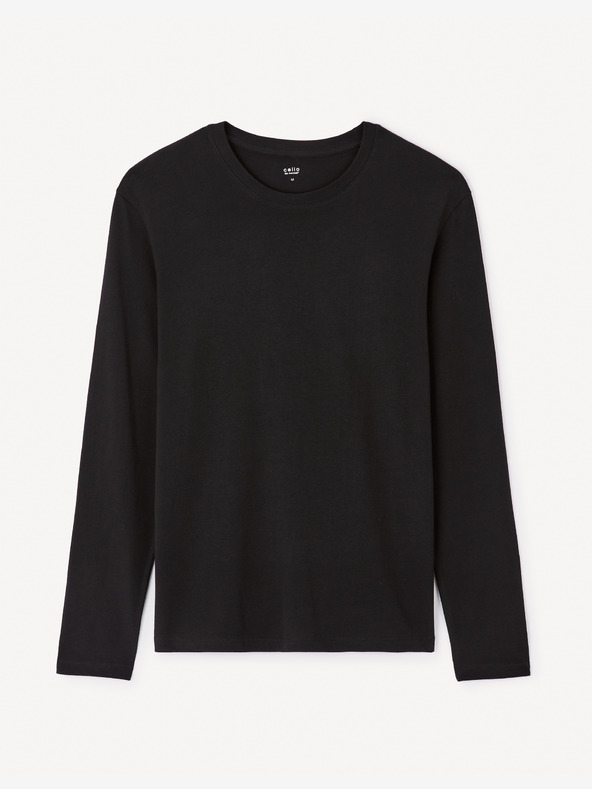 Celio Crna muška majica s dugim rukavima Celio Geuniml
