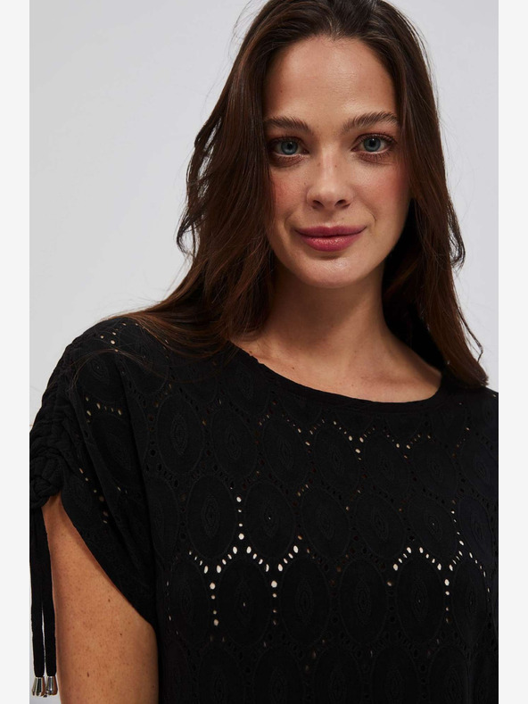 Moodo Crna ženska ažur majica Moodo