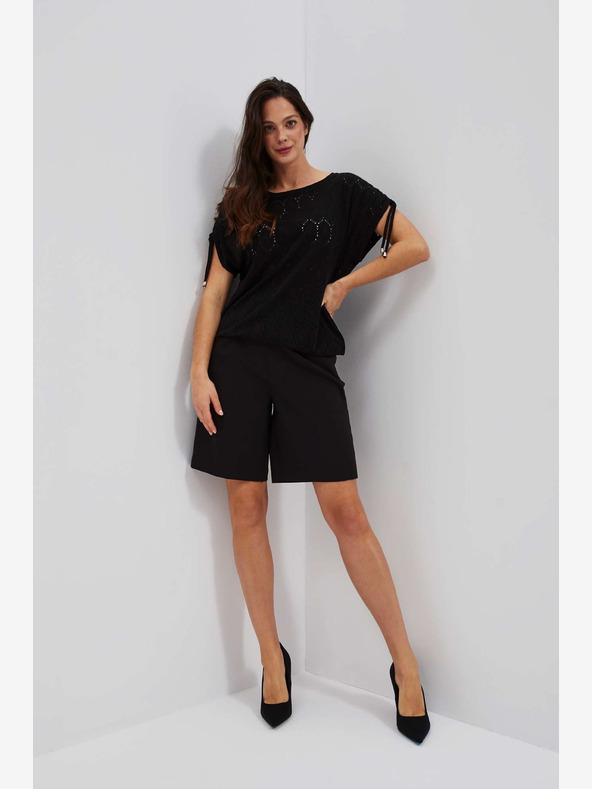 Moodo Crna ženska ažur majica Moodo