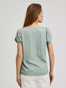 Moodo Moodo zelena majica kratkih rukava s V-izrezom i rukavima s volanima