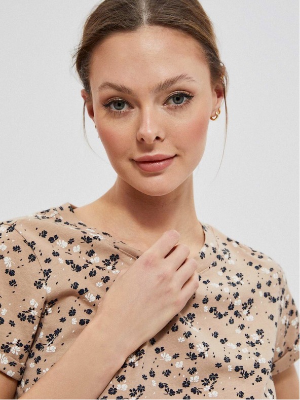 Moodo Bež ženska Moodo majica s uzorkom