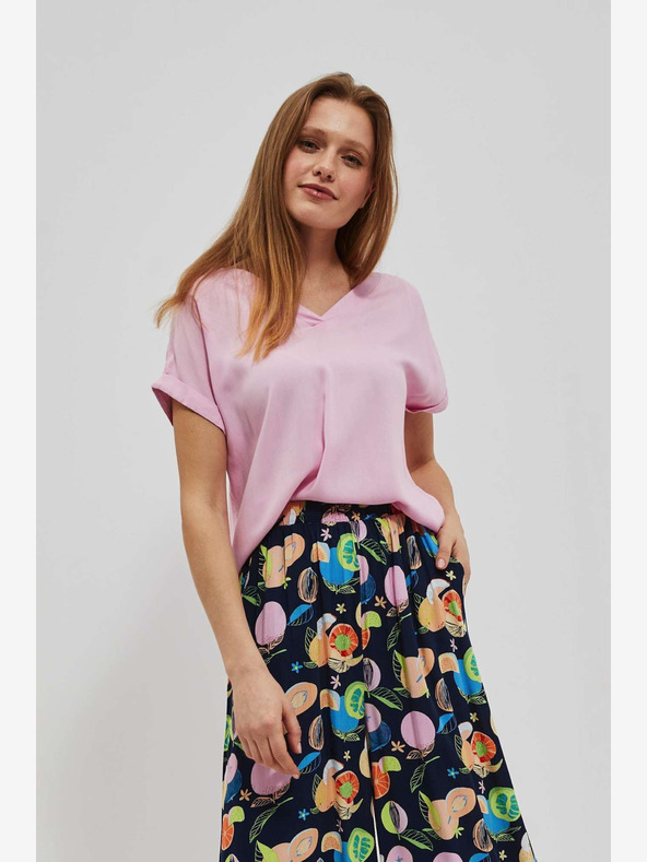 Moodo Moodo roza majica s V izrezom