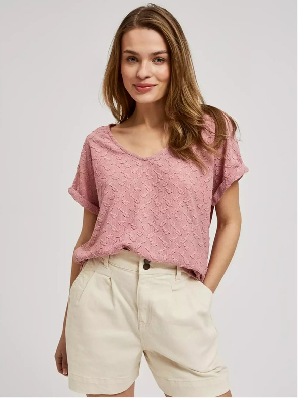 Moodo Moodo majica kratkih rukava s ružičastim uzorkom