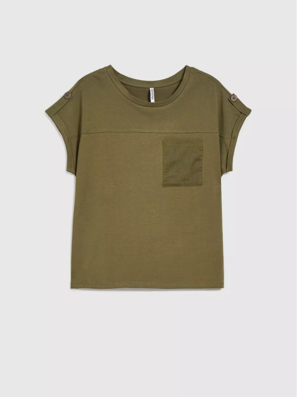 Moodo Moodo zelena majica kratkih rukava s džepovima i kratkim rukavima
