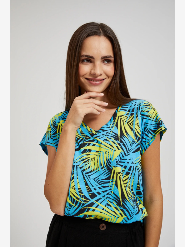 Moodo Moodo tirkizna majica s uzorkom