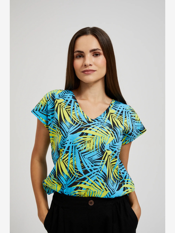 Moodo Moodo tirkizna majica s uzorkom