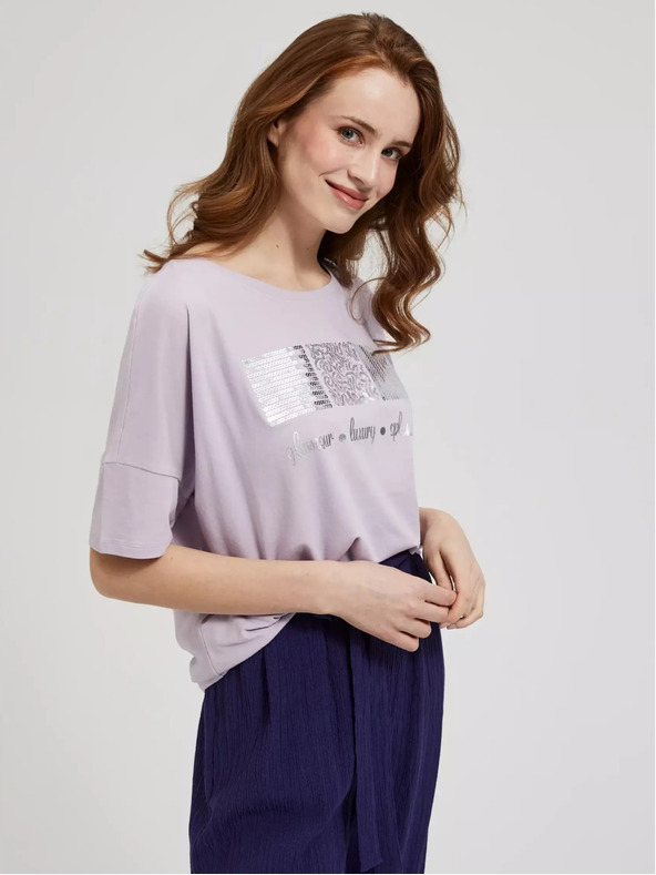 Moodo Moodo svijetloljubičasta majica sa šljokicama