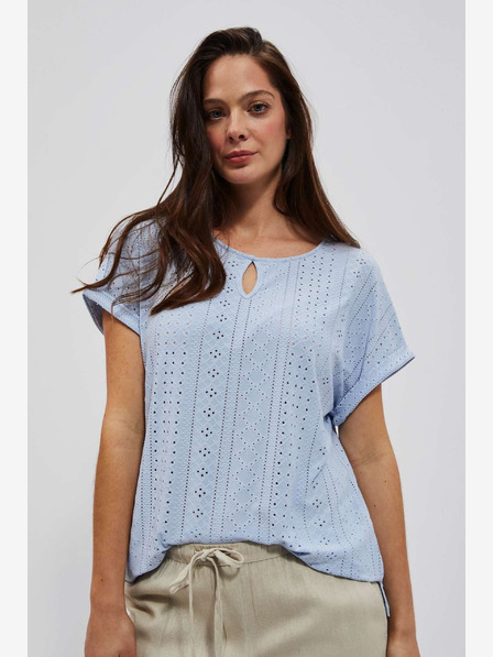 Moodo Svijetloplava majica kratkih rukava Moodo s ažurom