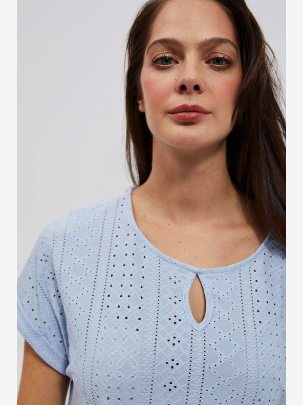 Moodo Svijetloplava majica kratkih rukava Moodo s ažurom