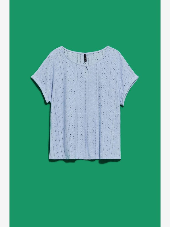 Moodo Svijetloplava majica kratkih rukava Moodo s ažurom