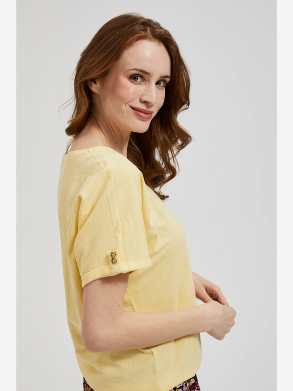 Moodo Moodo žuta majica s džepom i zavrnutim rukavima