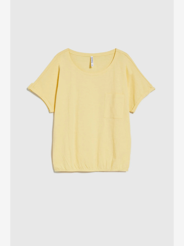 Moodo Moodo žuta majica s džepom i zavrnutim rukavima