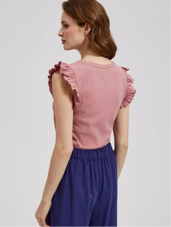 Moodo Stara Moodo roza majica s volanima na ramenima
