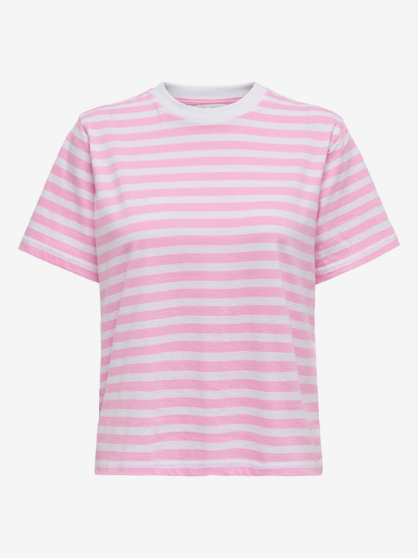 ONLY SAMO bijelo-roza ženska majica na pruge