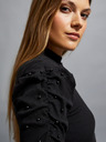 Moodo Crna ženska rebrasta bluza s rukavima na volane i dolčevitom marke Moodo