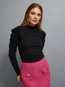 Moodo Crna ženska rebrasta bluza s rukavima na volane i dolčevitom marke Moodo