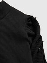 Moodo Crna ženska rebrasta bluza s rukavima na volane i dolčevitom marke Moodo
