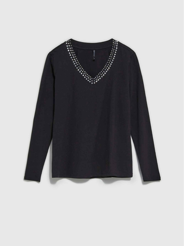 Moodo Crna ženska majica s ukrasnim Moodo izrezom