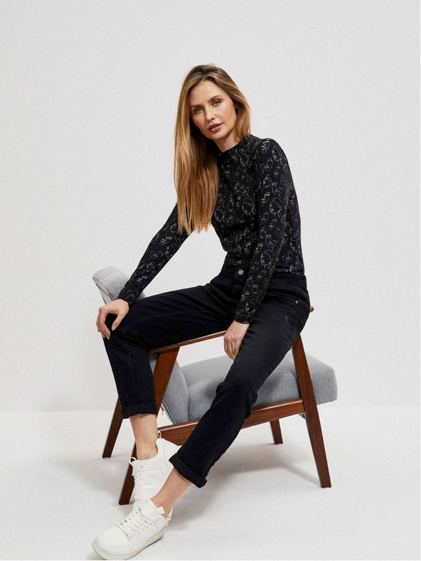 Moodo Crna ženska Moodo majica s uzorkom