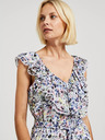 Moodo Moodo plava cvjetna haljina s volanima na dekolteu