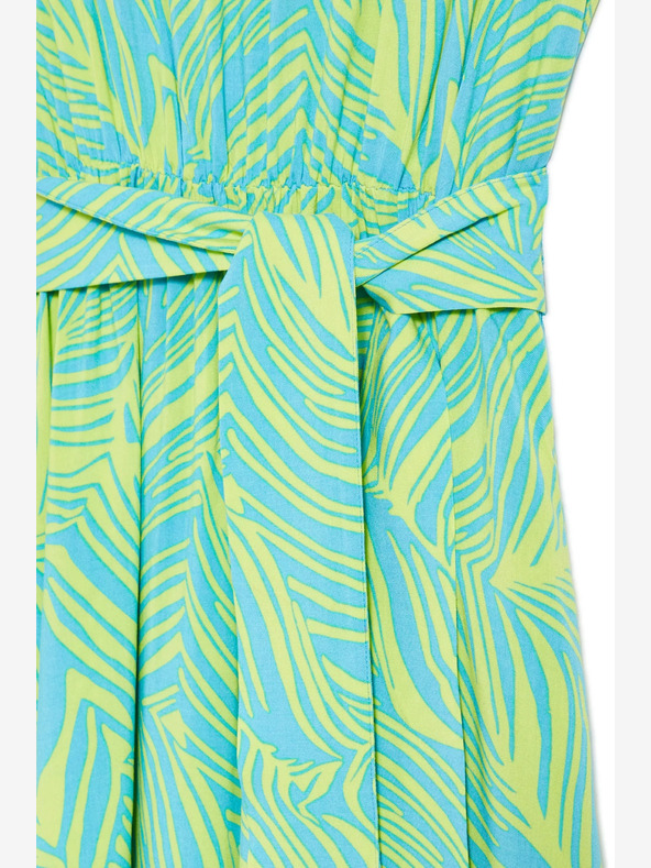 Moodo Moodo tirkizna haljina s kravatom u struku