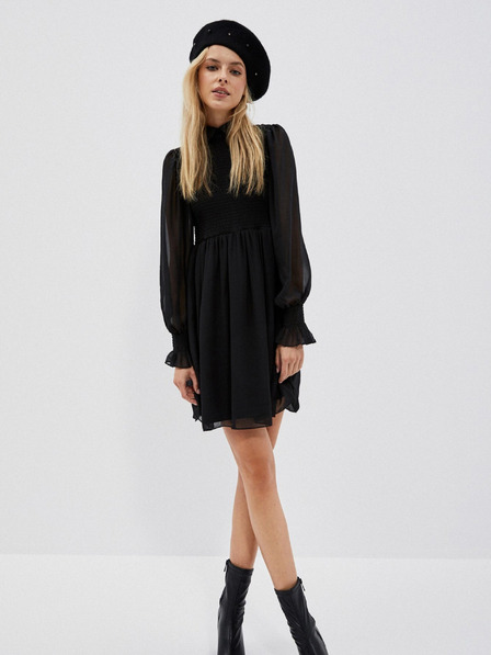 Moodo Moodo crna ženska haljina s rukavima na volane
