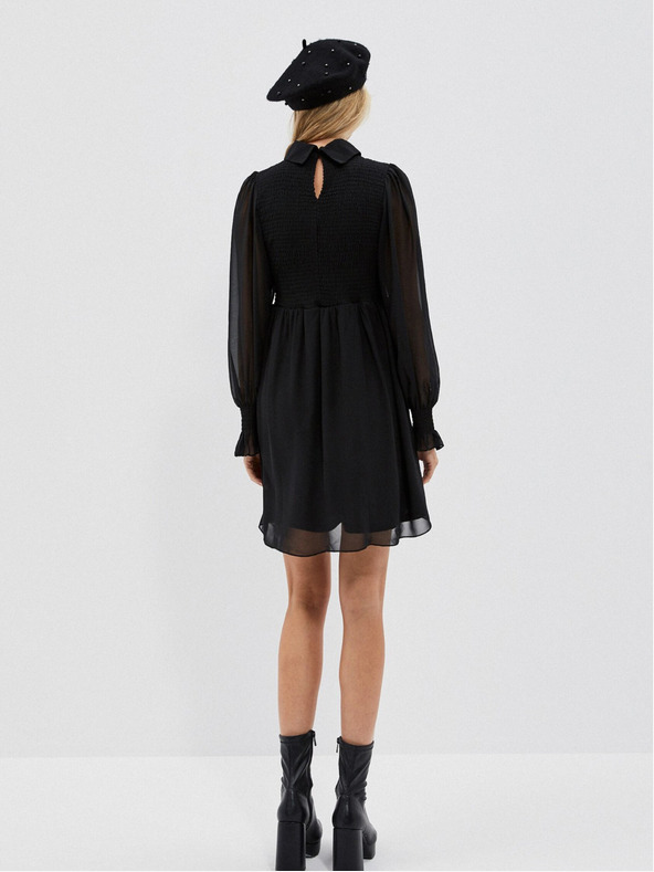 Moodo Moodo crna ženska haljina s rukavima na volane