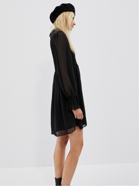 Moodo Moodo crna ženska haljina s rukavima na volane