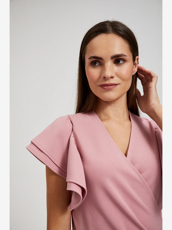 Moodo Moodo roza haljina s volanima na rukavima